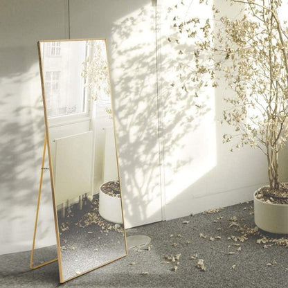 Ganzkörperspiegel freistehend, 140x40cm, goldener Aluminiumrahmen