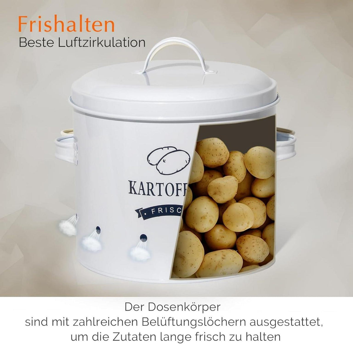 Kartoffel Vorratsdosen Set Retro Design Zwiebeltopf Metall