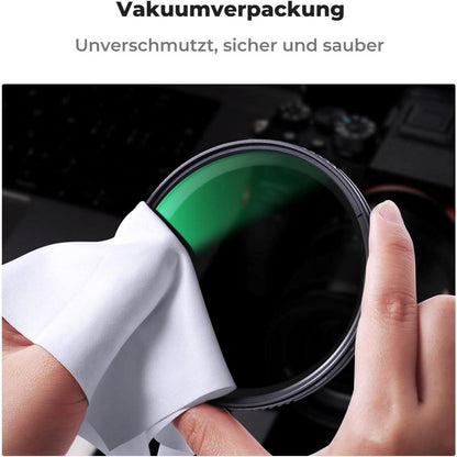 55mm UV Filter mit Objektivdeckel, Reinigungstuch und