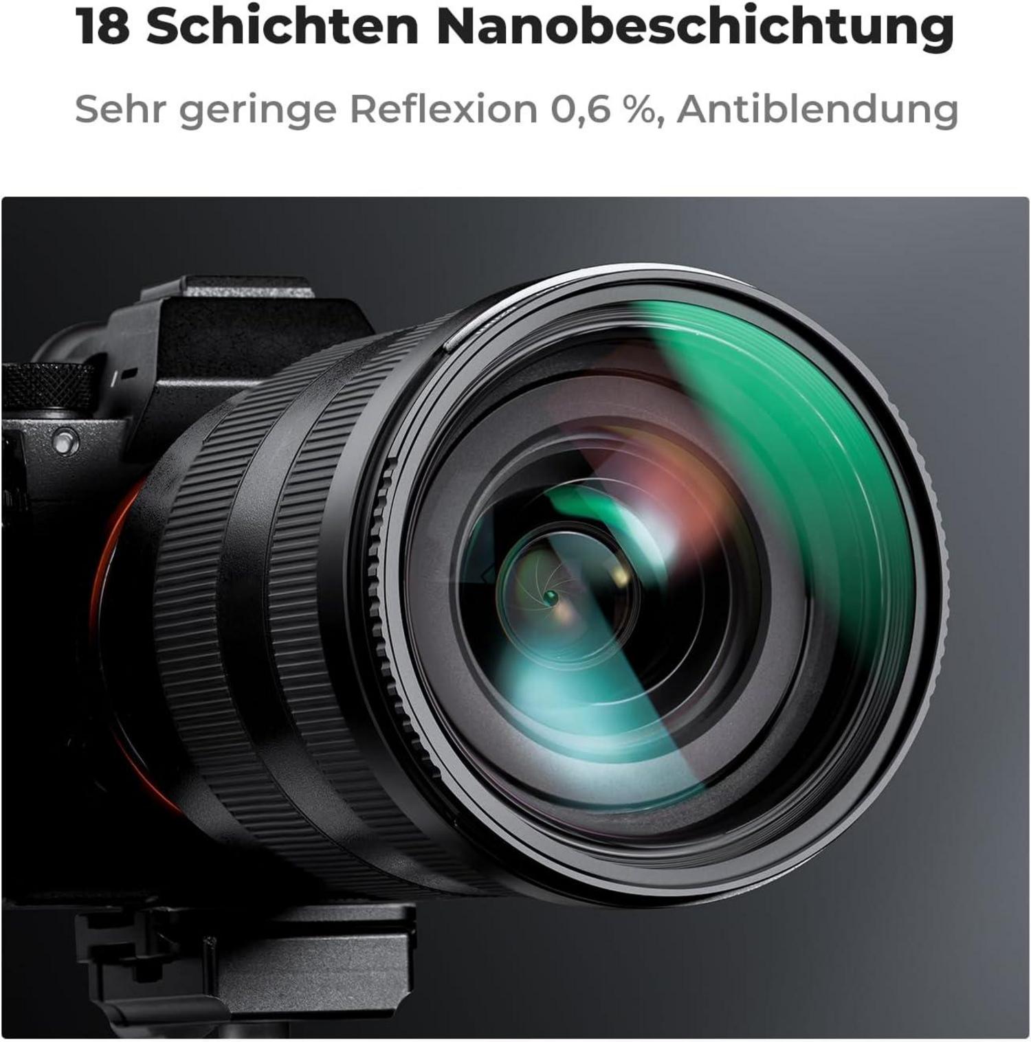 Objektivdeckel UV Filter 62mm mit Nano-Beschichtung & Reinigungstuch