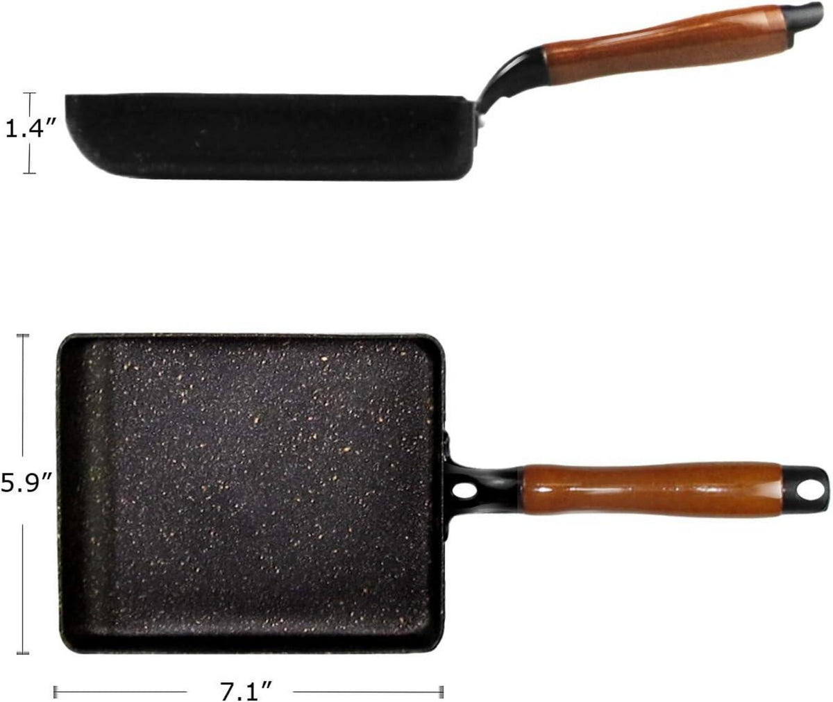 Tamagoyaki Omelette-Pfanne Mini-Bratpfanne Schwarz inkl. Zubehör