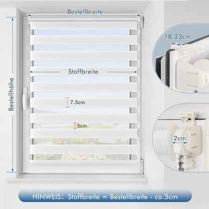 Doppelrollo Klemmfix Rollos für Fenster ohne Bohren 80x130cm