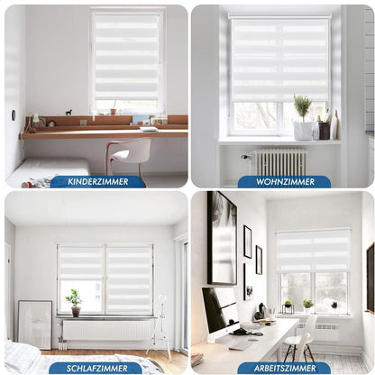 Doppelrollo Klemmfix Rollos für Fenster ohne Bohren 80x130cm