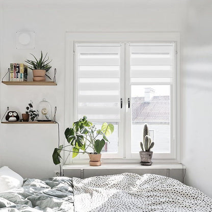Doppelrollo Klemmfix Rollos für Fenster ohne Bohren 80x130cm
