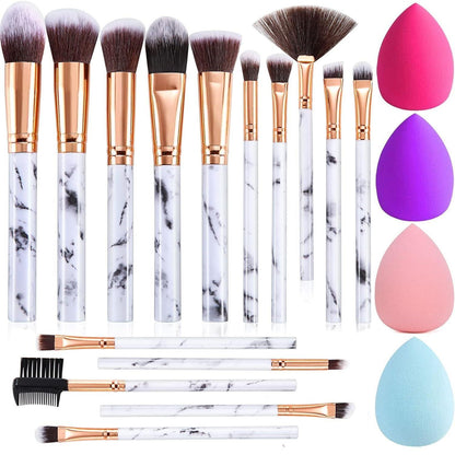 Make up Pinselset 15-teilig mit Schwamm - Synthetische