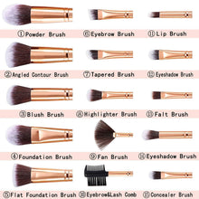 Make up Pinselset 15-teilig mit Schwamm - Synthetische