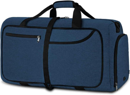 NEWHEY Faltbare Reisetasche 80L Schwarz Sporttasche mit Schuhfach
