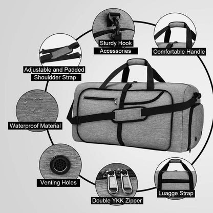 NEWHEY Reisetasche Groß 80L Leichte Sporttasche Herren Damen Schwarz