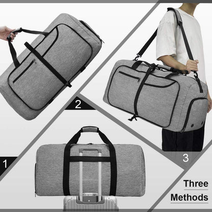 NEWHEY Große Faltbare Reisetasche 80L - Schwarz Weekender Duffel