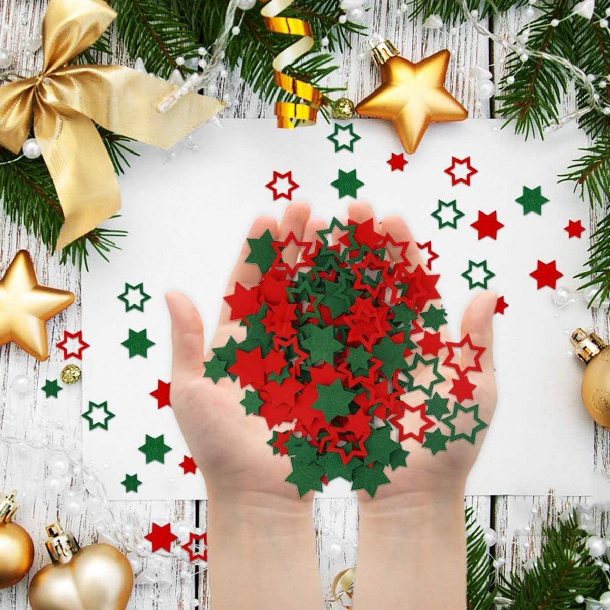 120x Weihnachtssterne Filz Streudeko Weihnachten Deko DIY