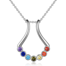 Sterling Silber 7 Chakra Ringhalter Halskette Frauen