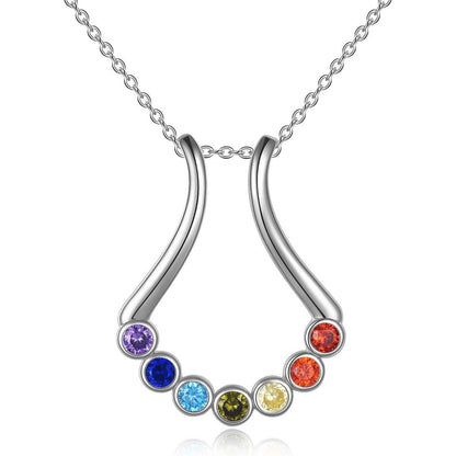 Sterling Silber 7 Chakra Ringhalter Halskette Frauen