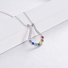 Sterling Silber 7 Chakra Ringhalter Halskette Frauen