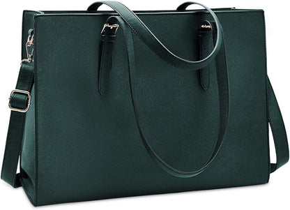 NUBILY Handtasche Damen Schwarz Leder Umhängetasche 15.6 Zoll