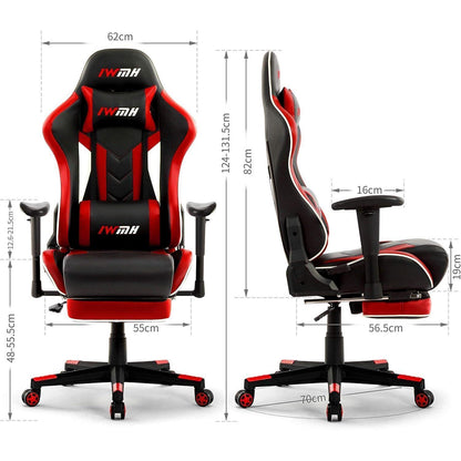 Ergonomischer Gaming Stuhl mit Fußstütze und verstellbarer