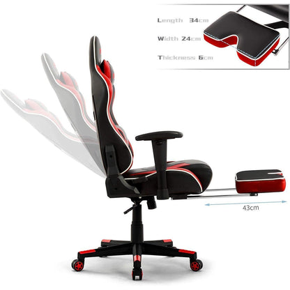Ergonomischer Gaming Stuhl mit Fußstütze und verstellbarer