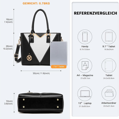 Miss Lulu Damen Handtasche V-förmiges Design Schultertasche