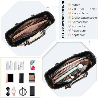 Miss Lulu Damen Handtasche V-förmiges Design Schultertasche