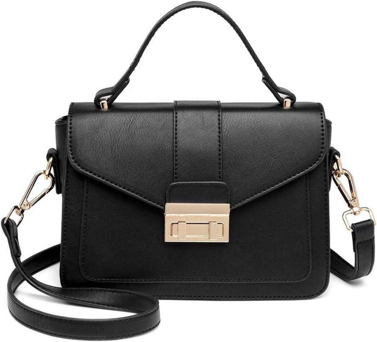 Elegante Damen Umhängetasche Kunstleder Schwarz