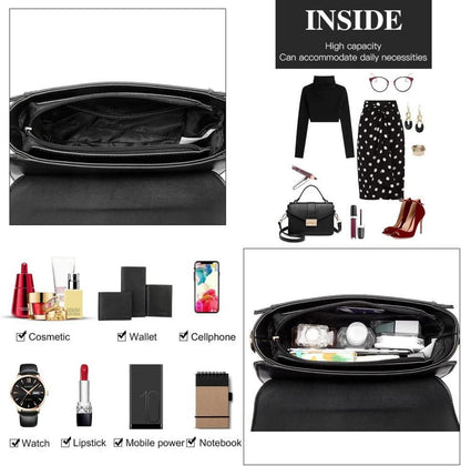 Elegante Miss Lulu Schultertasche Damen Kunstleder Schwarz