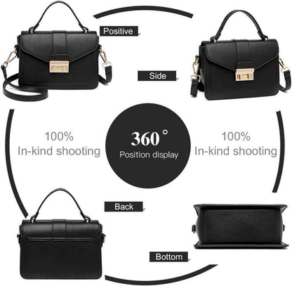 Elegante Klein Henkeltasche Damen Umhängetasche Schultertasche Schwarz