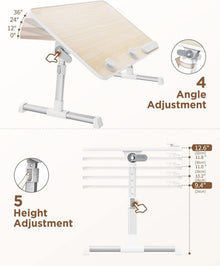 SAIJI Betttisch höhenverstellbar 4 Winkel Lapdesk Sofa Boden Arbeitsstudium Lesen Schreiben Essen