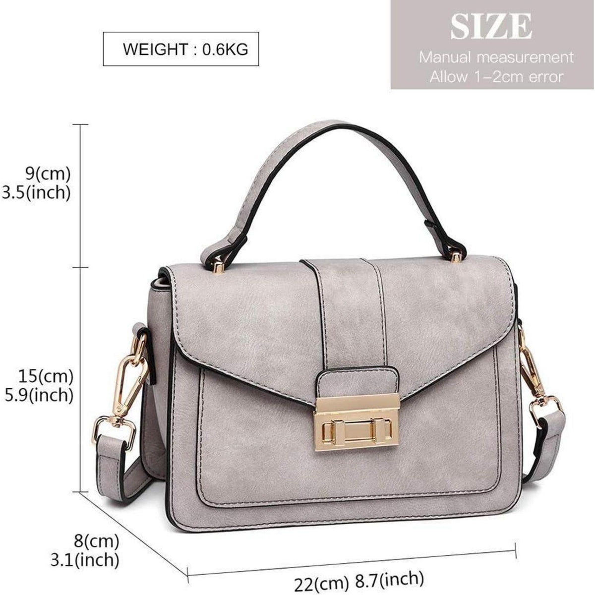 Damen Henkeltasche Grau Elegante Schultertasche in Lederoptik