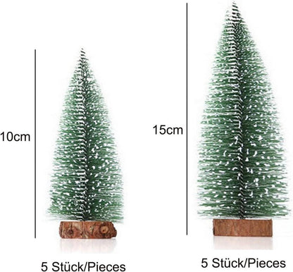 Mini Weihnachtsbaum 10 Stück Kiefernbaum mit Schnee-Effekt
