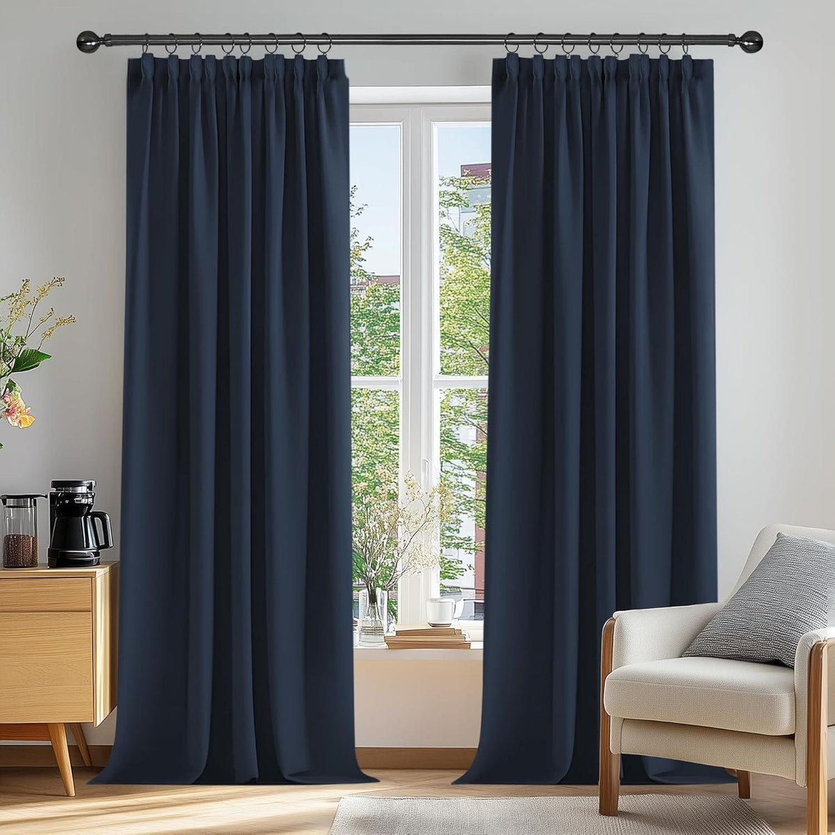 Blickdicht Verdunkelungsvorhang Dunkelblau 2er Set 229x229cm