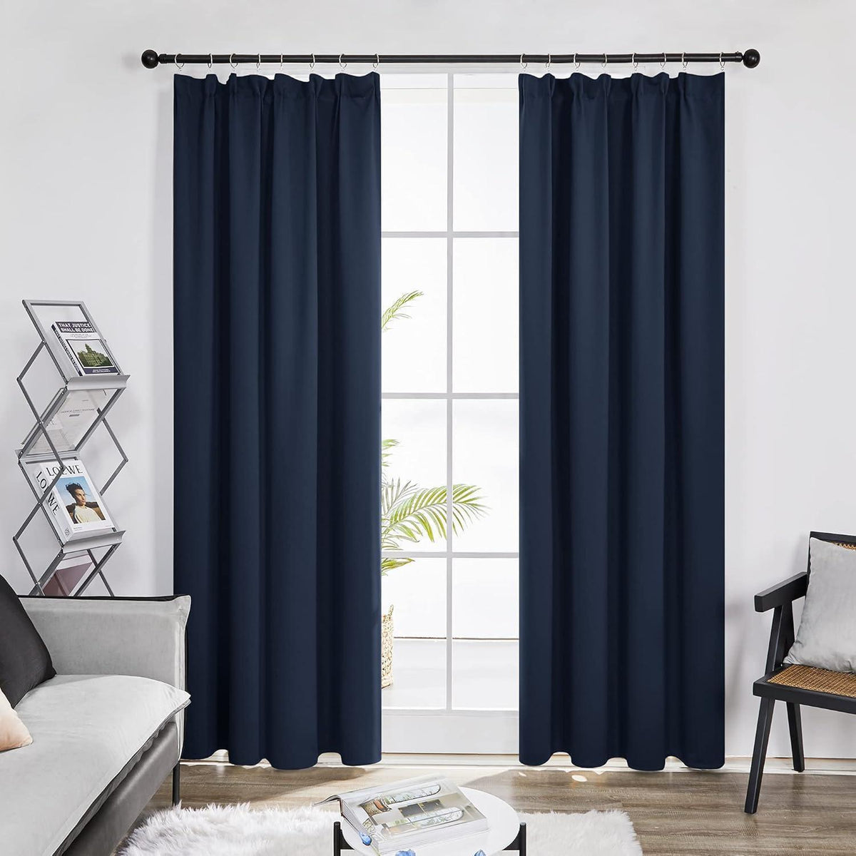 Blickdicht Verdunkelungsvorhang Dunkelblau 2er Set 229x229cm