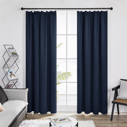 Blickdicht Verdunkelungsvorhang Dunkelblau 2er Set 229x229cm