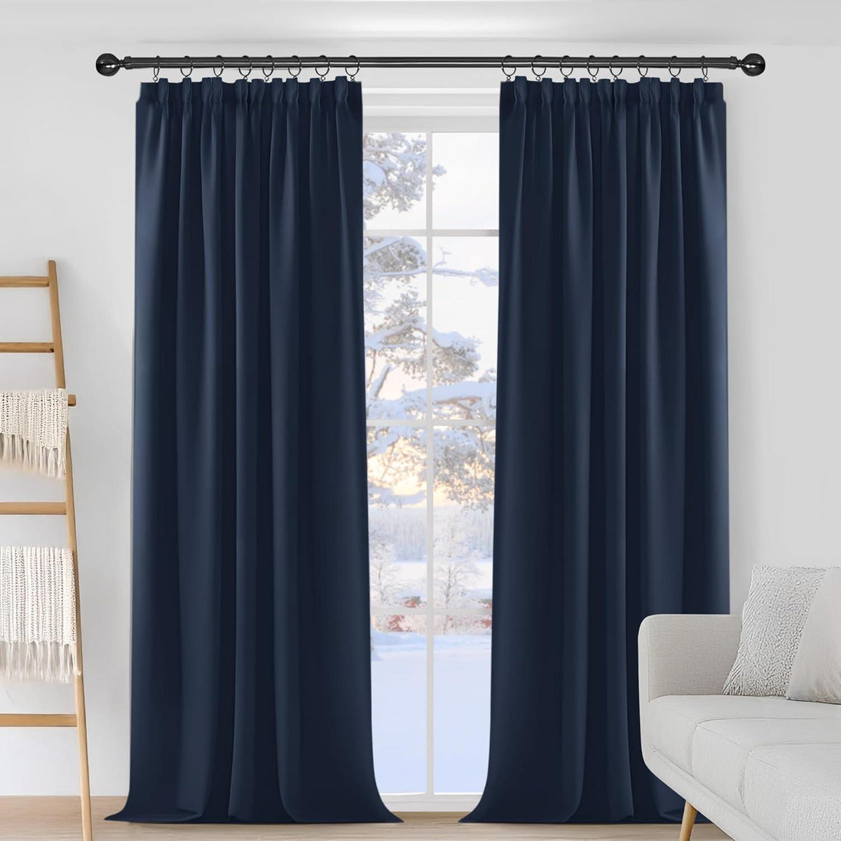 Blickdicht Verdunkelungsvorhang Dunkelblau 2er Set 229x229cm