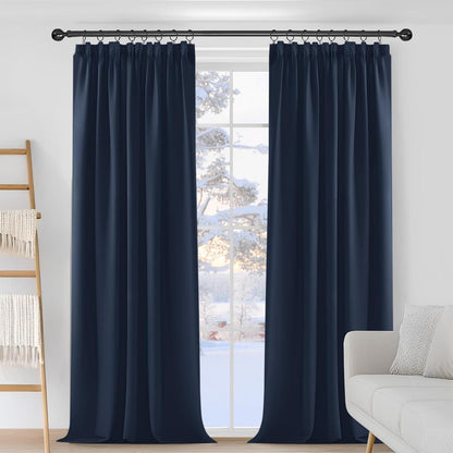 Blickdicht Verdunkelungsvorhang Dunkelblau 2er Set 229x229cm