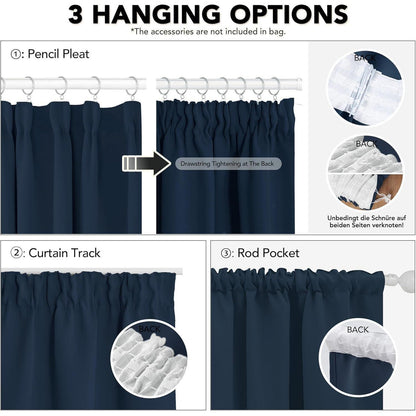 Blickdicht Verdunkelungsvorhang Dunkelblau 2er Set 229x229cm