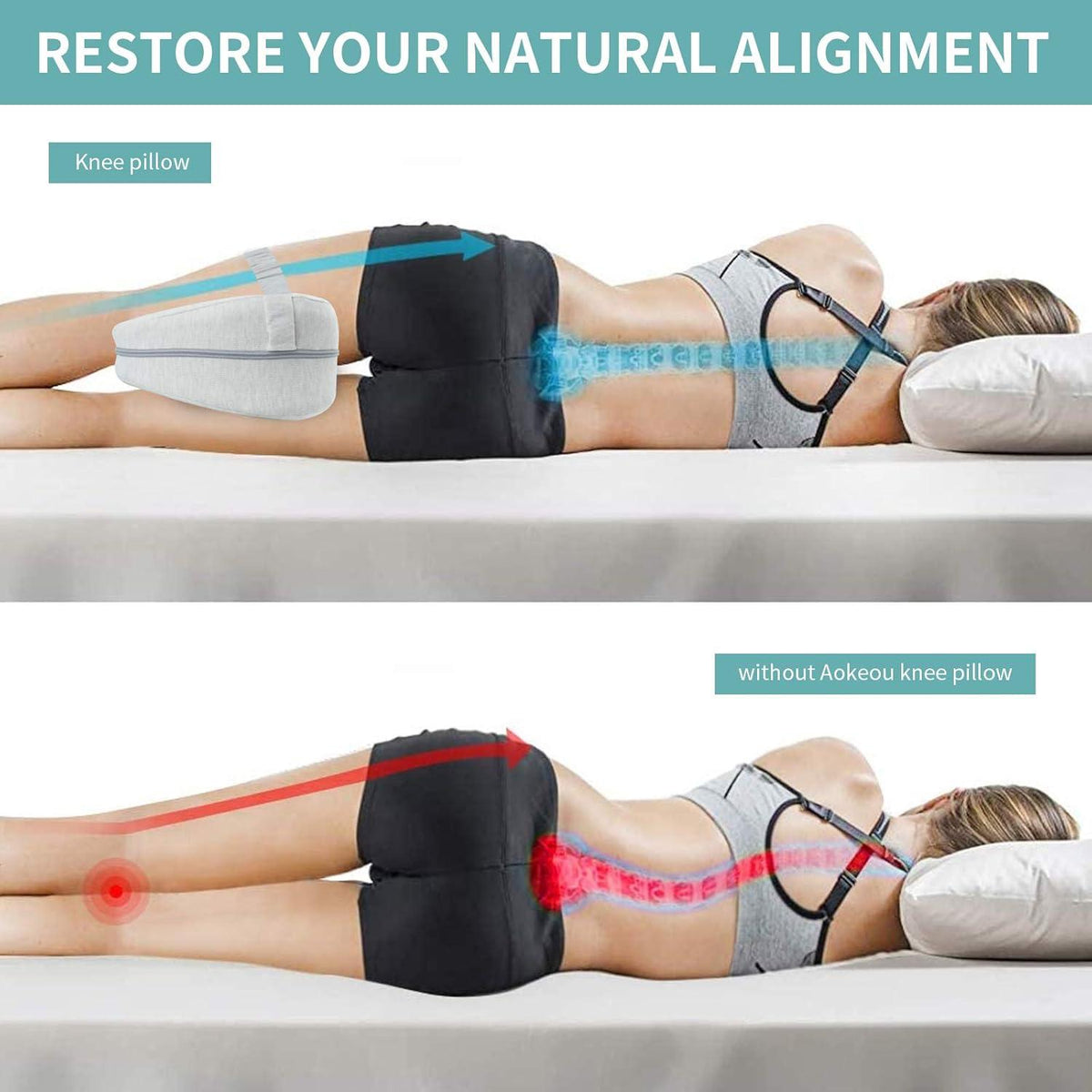 Ergonomisches Memory Foam Kniekissen für Seitenschläfer mit