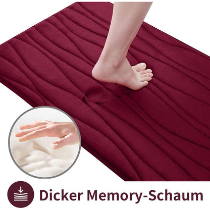 Memory Foam Badematte Set Weinrot – 2er Set, Weich & Saugstark