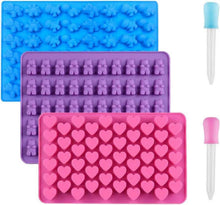 Silikon-Schokoladenformen Set mit Gummibärchen, Herz, Dinosaurier
