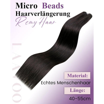 Echthaar Micro Weft Extensions Schwarz #1b 50cm