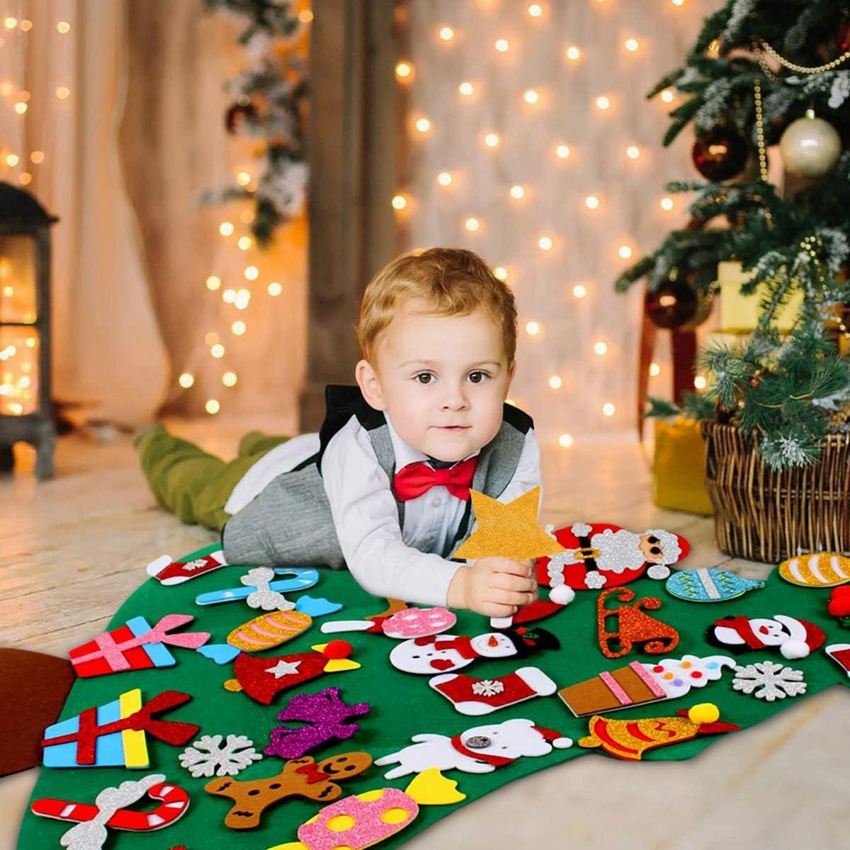Filz Weihnachtsbaum Kinder DIY Basteln Weihnachten Geschenke Tür Wand