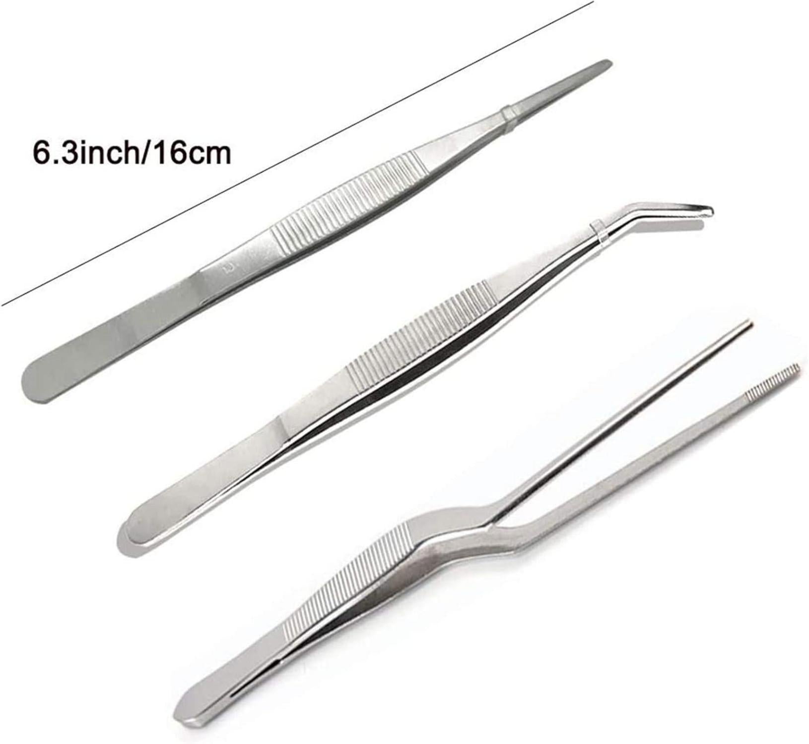 6er Set Kochpinzette Edelstahl mit gezackten Spitzen 16cm