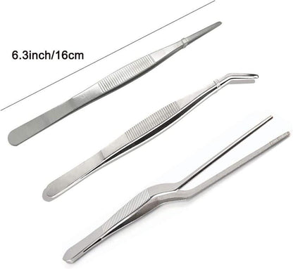 6er Set Kochpinzette Edelstahl mit gezackten Spitzen 16cm