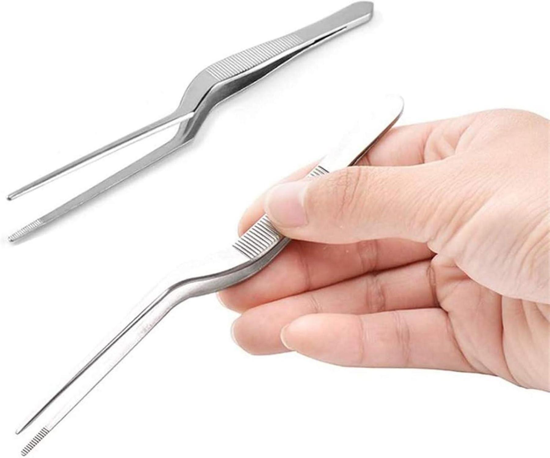 6er Set Feine Zangenpinzetten aus Edelstahl für Kochen & Basteln, 16cm