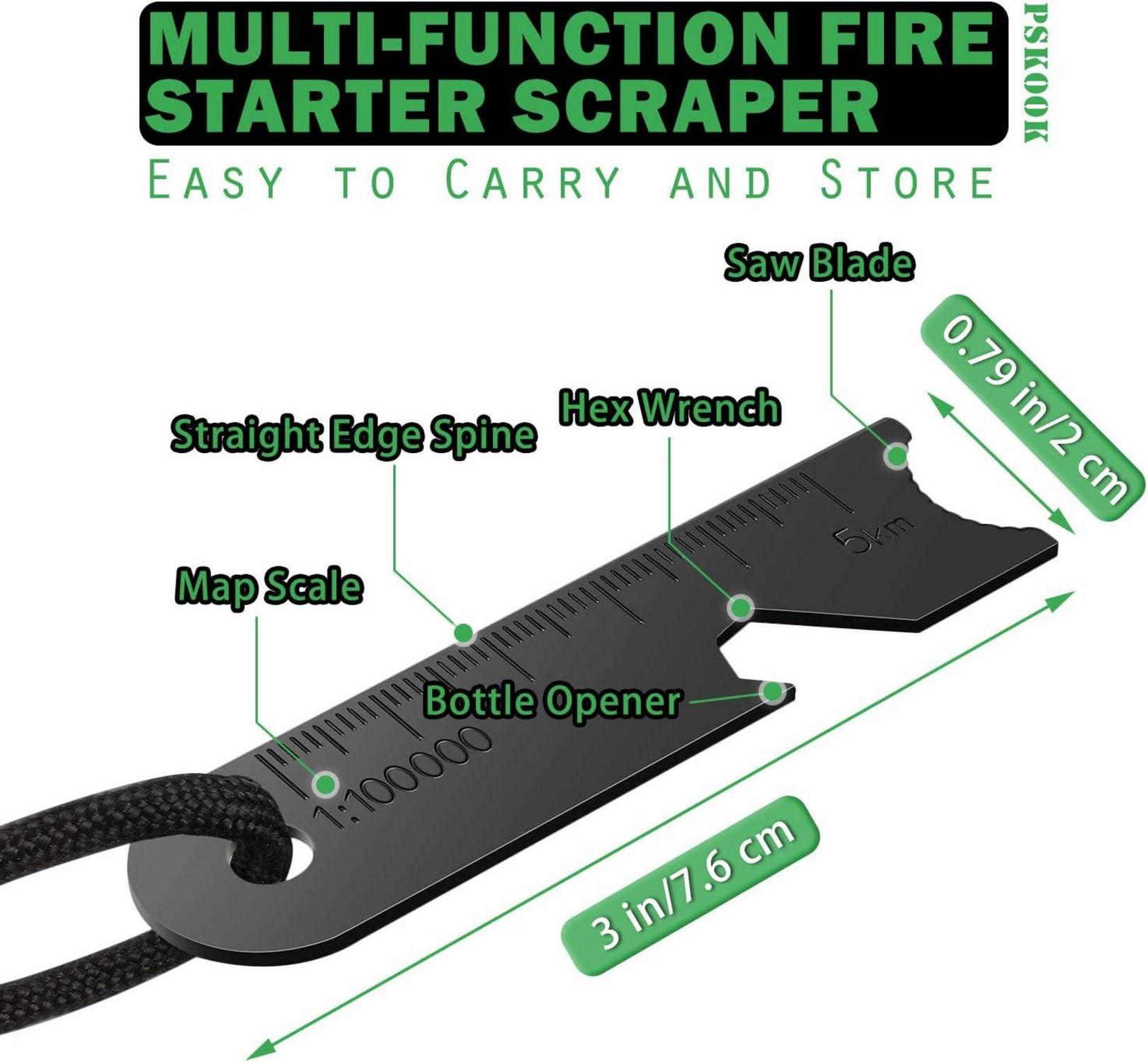 PSKOOK Survival Feuerstarter Kit Premium Magnesium Ferrocium Rod Bushcraft