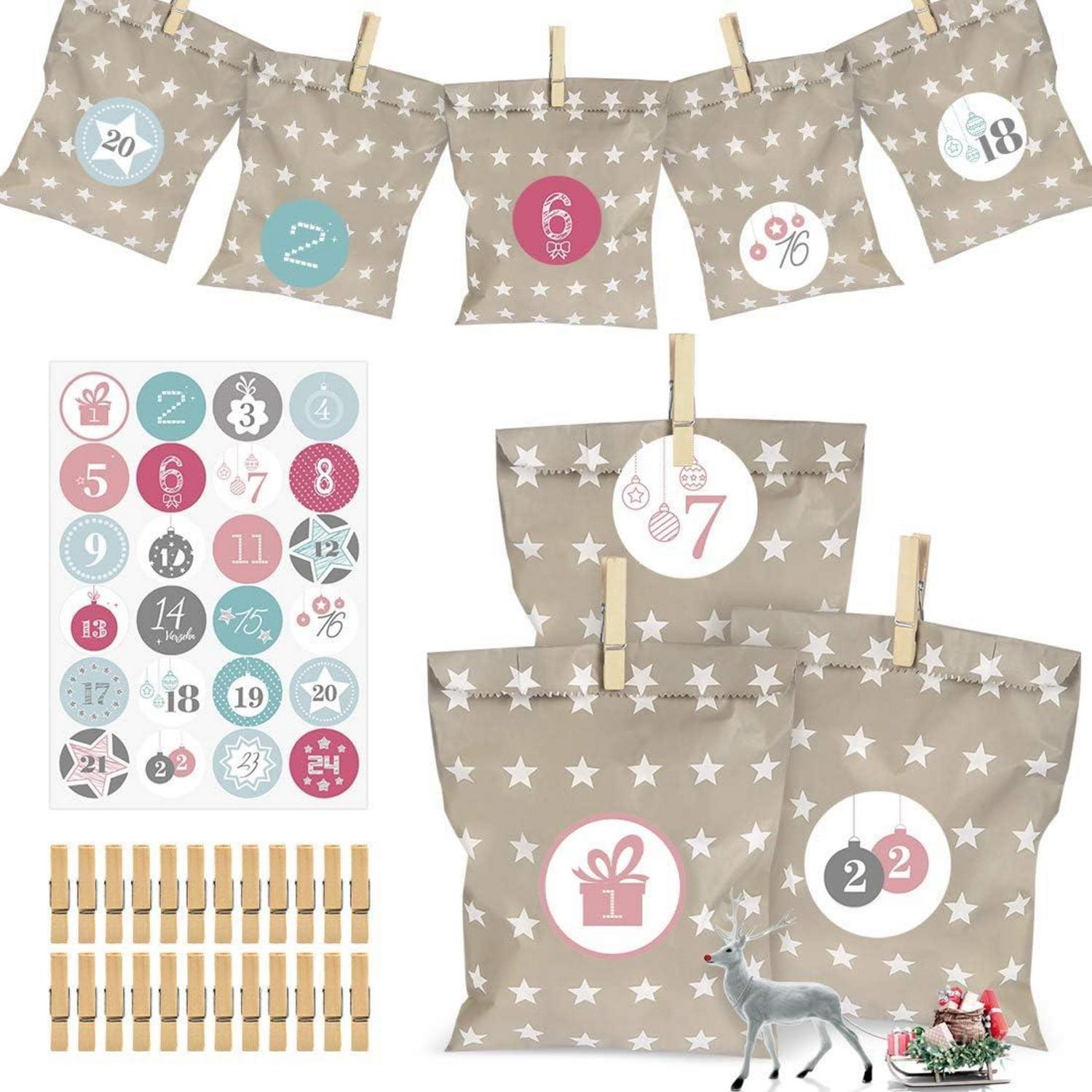 Adventskalender zum Befüllen Weihnachten Geschenksäckchen