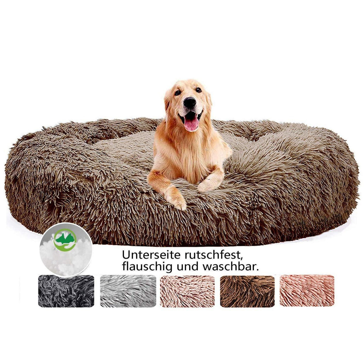 Flauschiges Hundebett Orthopädisch Braun L 110x110x20 cm