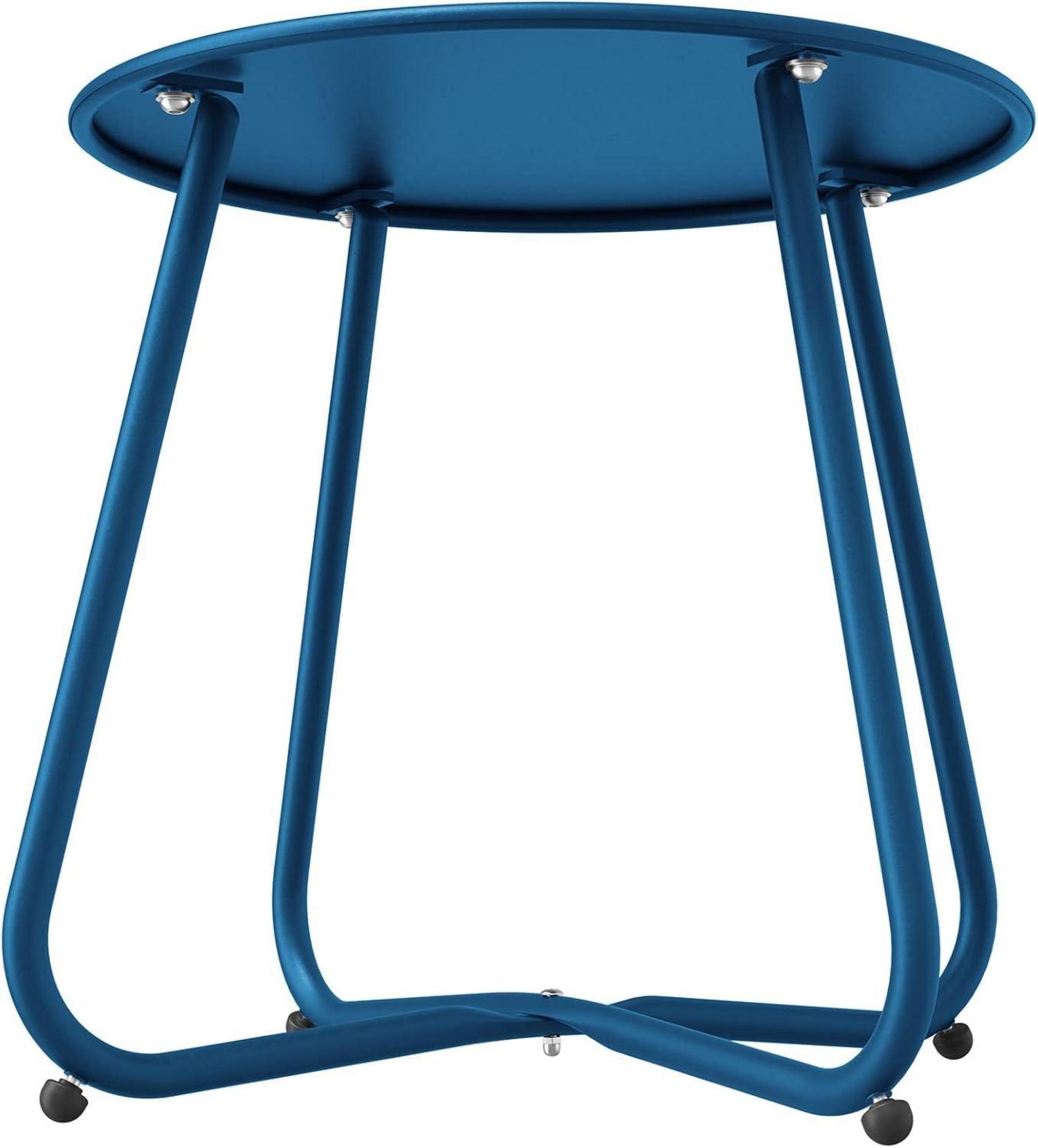 Runder Garten Beistelltisch Kaffeetisch Outdoor Leicht Stabil Pfauenblau