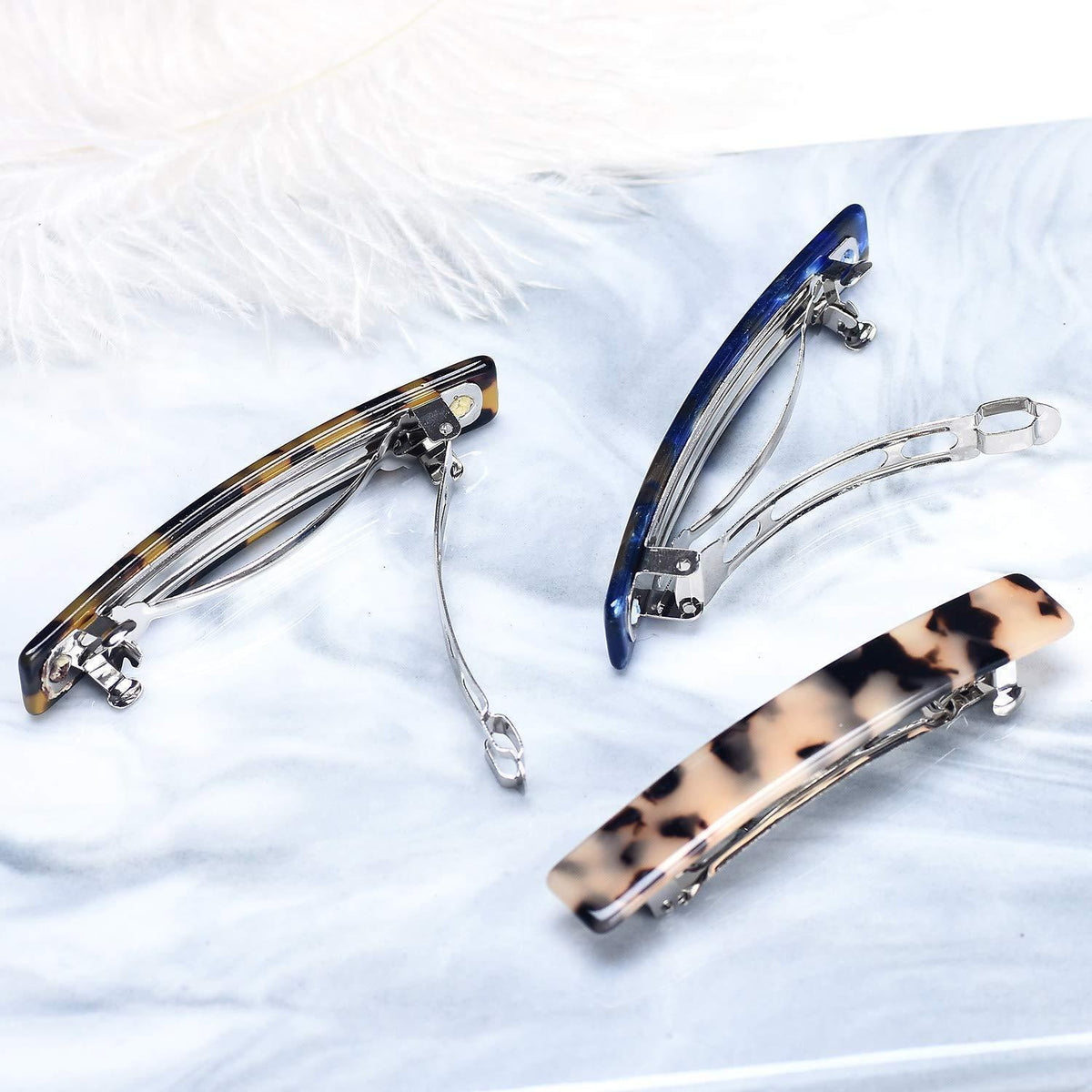 Haarspangen-Set 3 Stück für Damen, Automatik-Klammer, Ivory, Navy, Tortoise