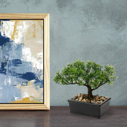 Kunstbonsai Künstliche Pflanze Bonsai Podocarpus Schwarz