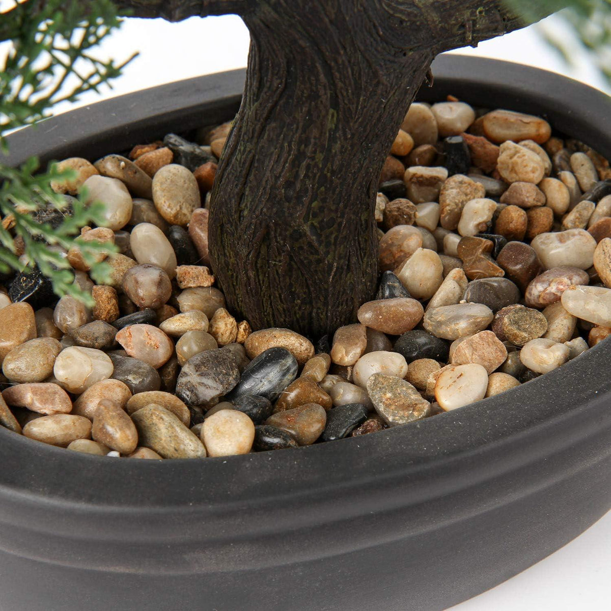 Kunstbonsai Zeder Künstliche Pflanze Keramik-Übertopf Schwarz