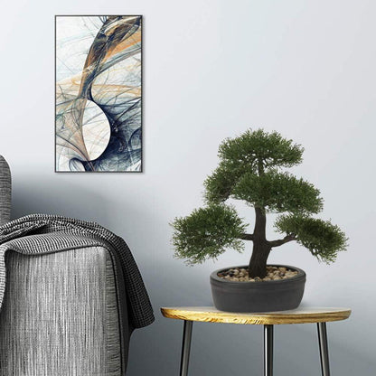 Kunstbonsai Zeder Künstliche Pflanze 30 x 36 cm Schwarz Keramik-Übertopf